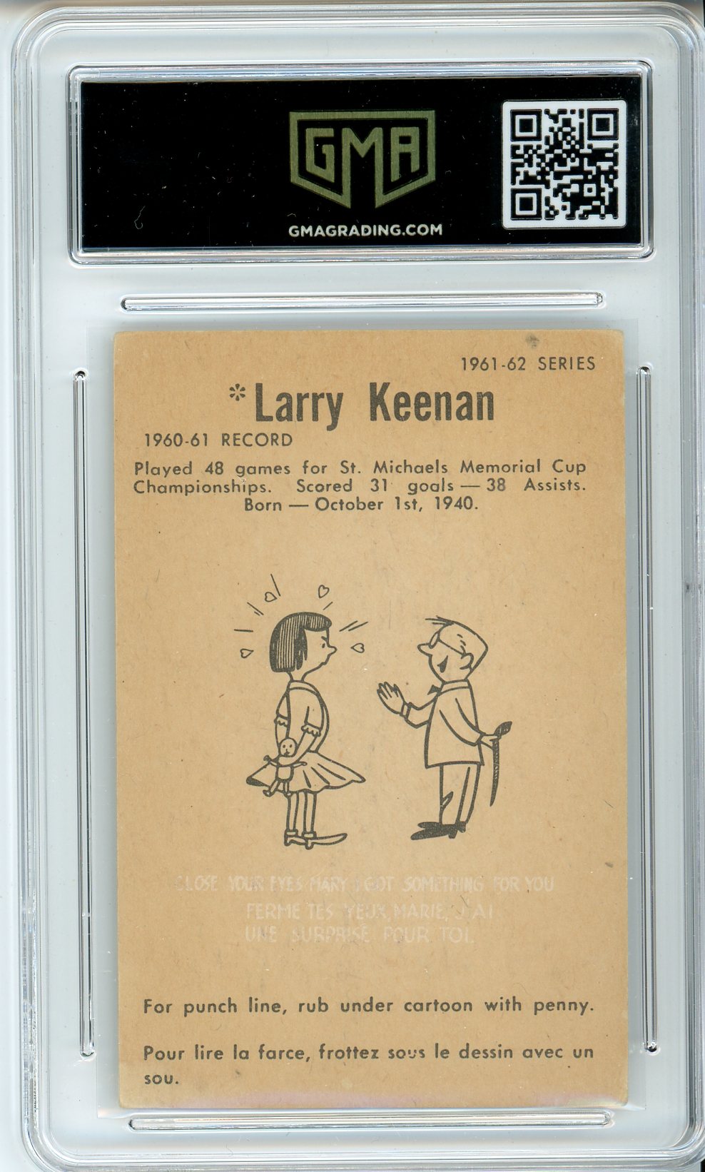 1961 Parkhurst Larry Keenan #13 Graded Vintage Rookie Card GMA 4.5