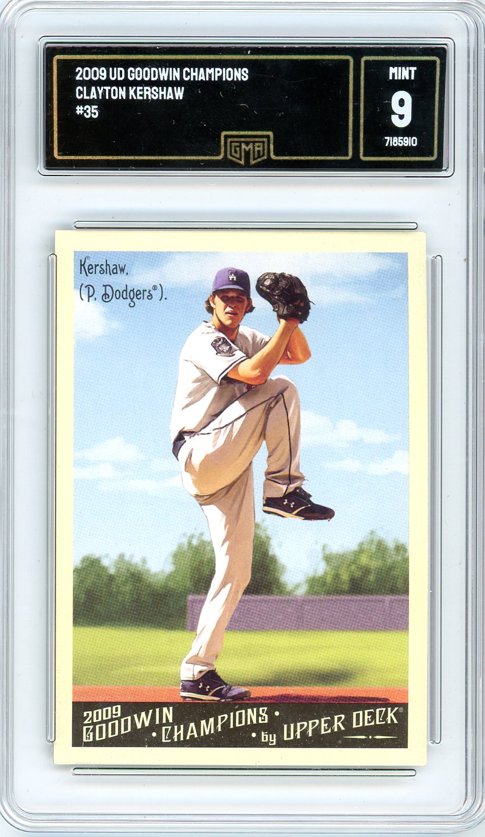 2009 Upper Deck Goodwin Champions Clayton Kershaw Graded Card #35 GMA 9