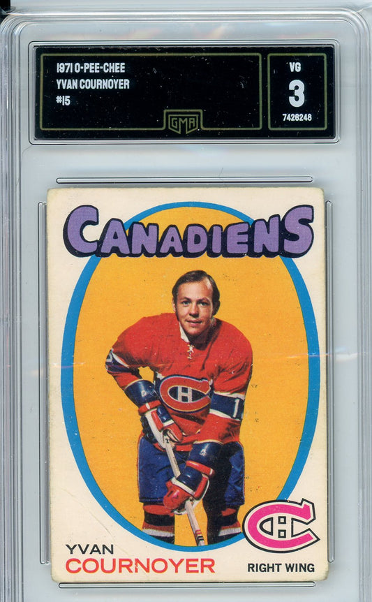 1971 OPC Yvan Cournoyer #15 Graded Vintage Sports Card GMA 3