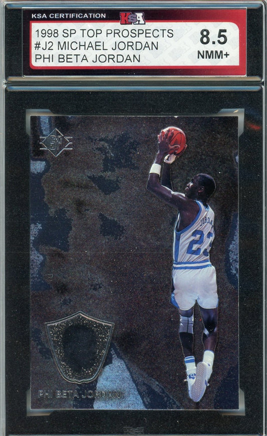 1998 UD SP Top Prospects Michael Jordan Phi Beta Graded Card #J2 KSA 8.5