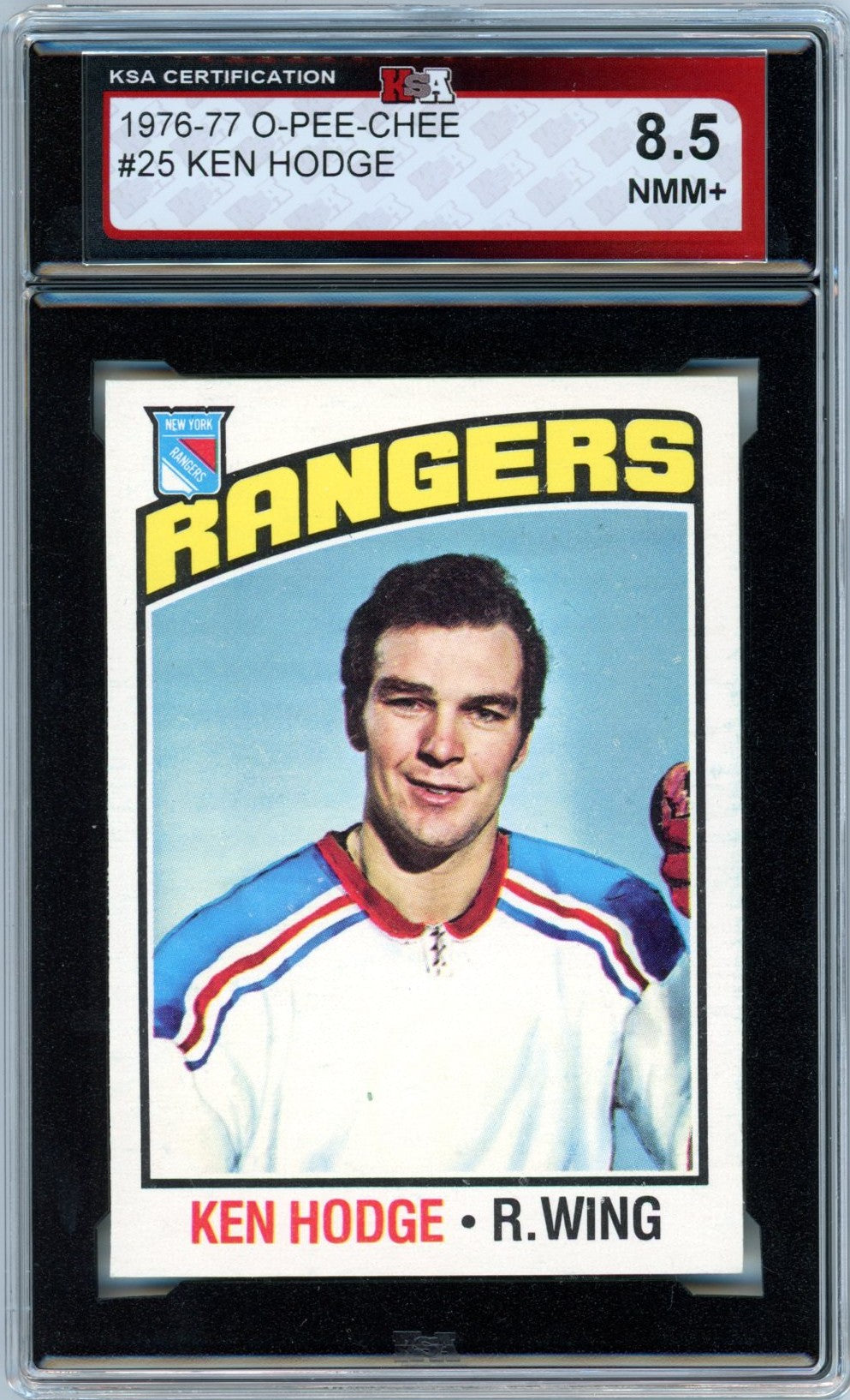 1976/77 OPC O-Pee-Chee Ken Hodge #25 Graded Hockey Card KSA 8.5