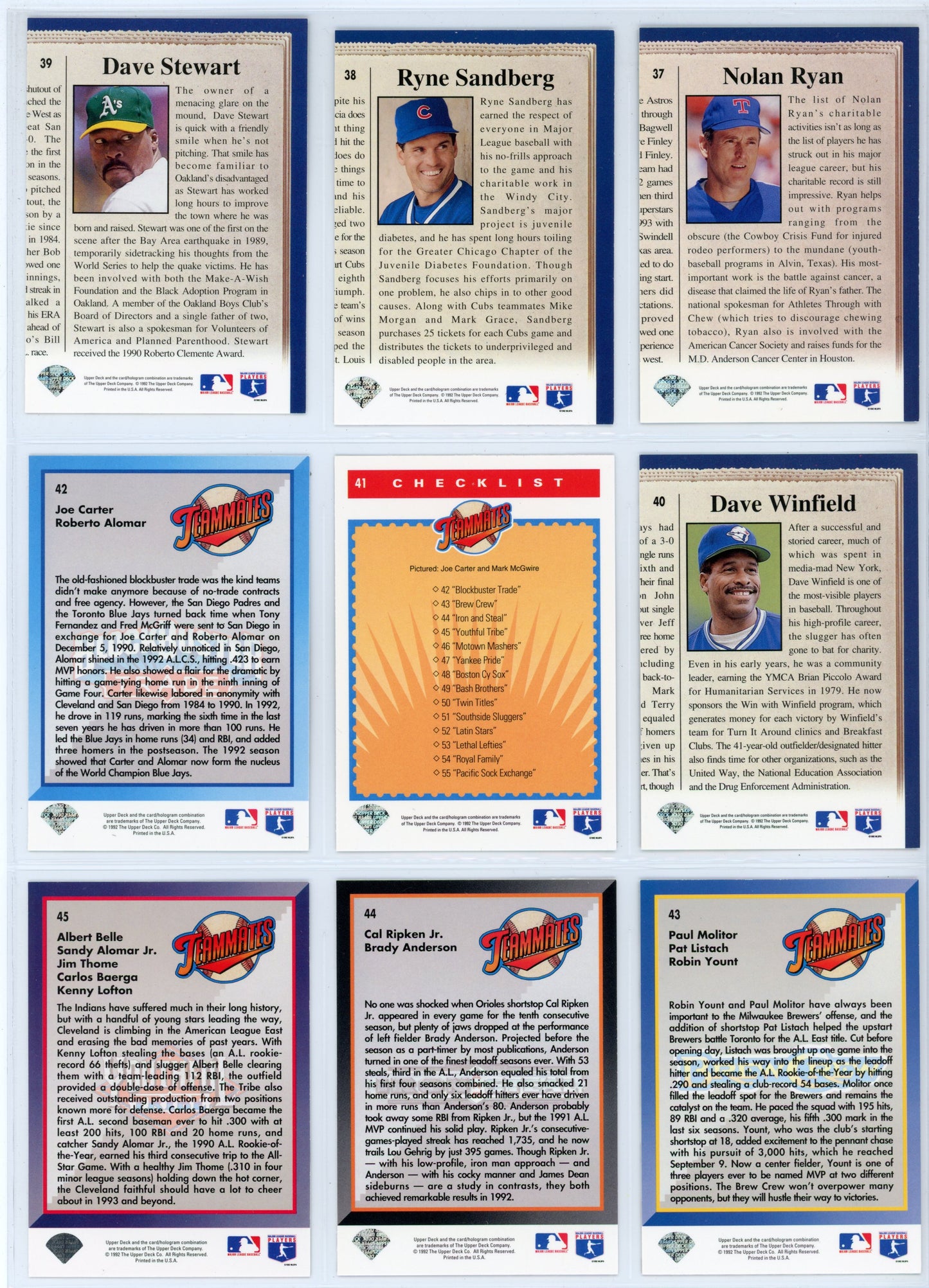 1993 Upper Deck MLB Baseball Card Complete Set (840 Cards)