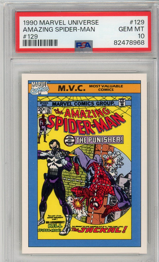 1990 Marvel Universe Amazing Spider-Man #129 Graded Card PSA 10 Punisher