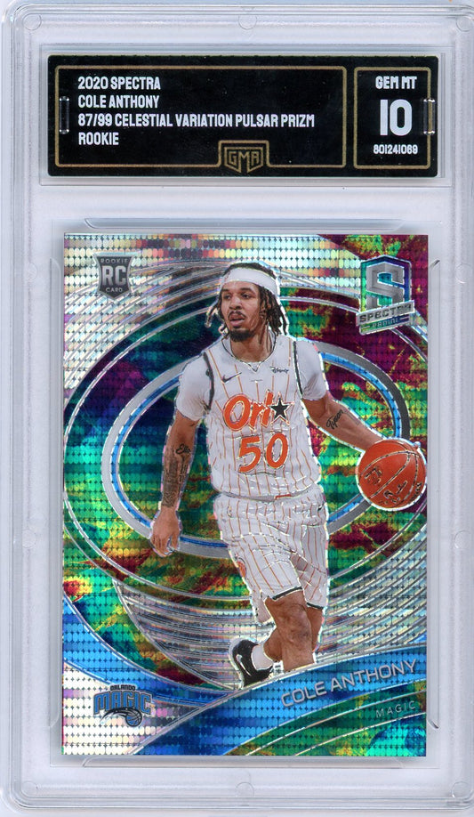 2020 Spectra Cole Anthony Graded Rookie Card 87/99 GMA 10