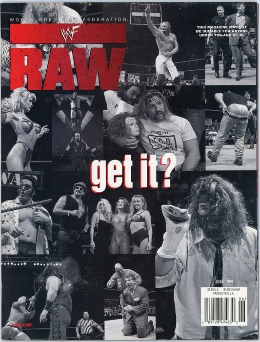 WWF WWE Raw Vintage Wrestling Magazine (June 1999) Mick Foley / Triple H / Undertaker Cover