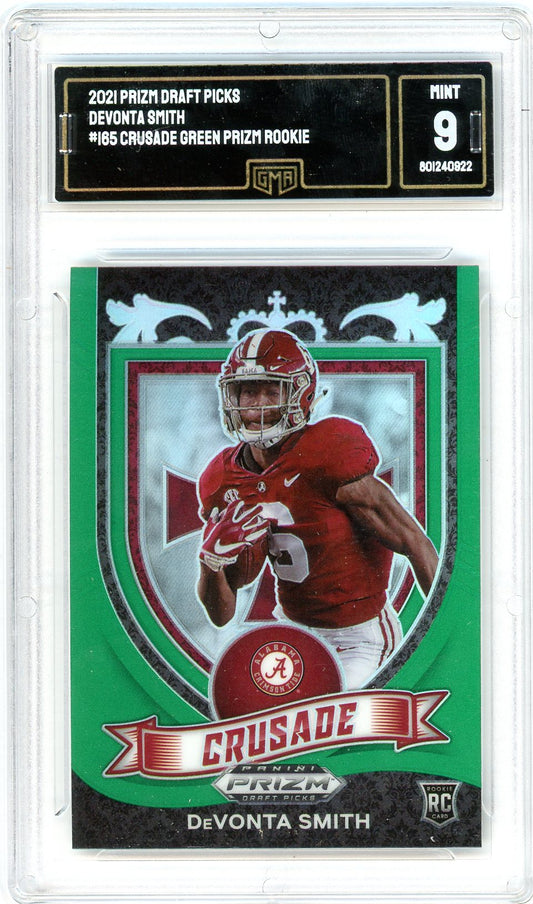 2021 Panini Prizm Draft Picks DeVonta Smith Graded Rookie Card #165 GMA 9