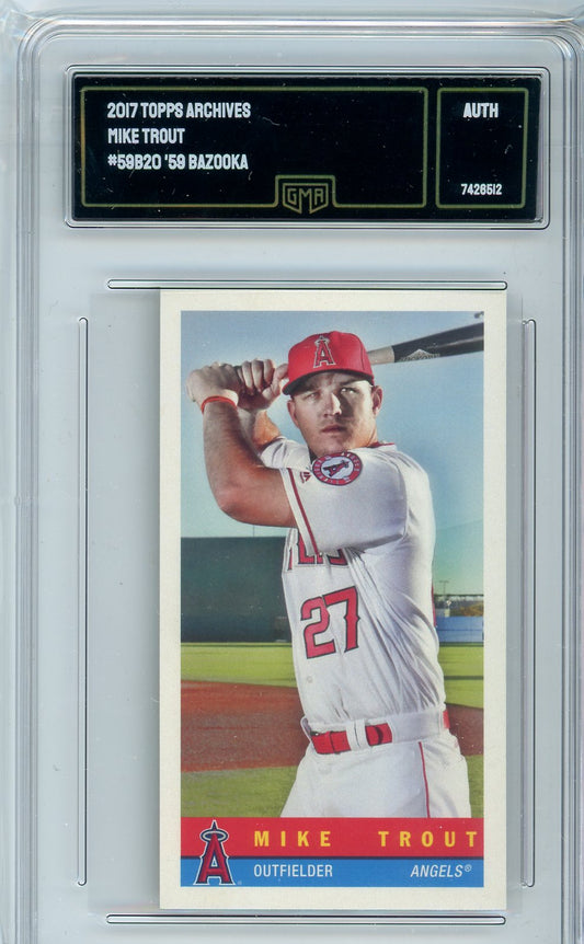 2017 Topps Archives Mike Trout #59B20 '59 Bazooka Vintage Card GMA Authenticated