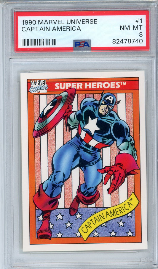 1990 Marvel Universe Captain America #1 Graded Card PSA 8