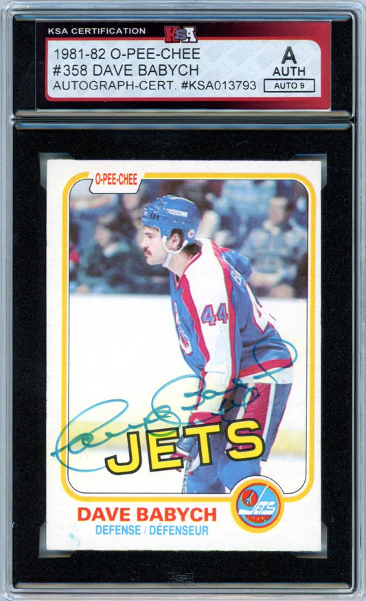 1981/82 OPC O-Pee-Chee Dave Babych #358 Graded Autograph Card KSA Authentic AUTO 9
