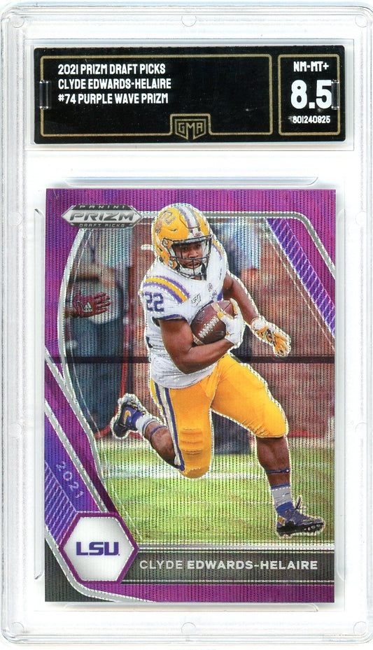 2021 Panini Prizm Draft Picks Clyde Edwards-Helaire Graded Card #74 GMA 8.5