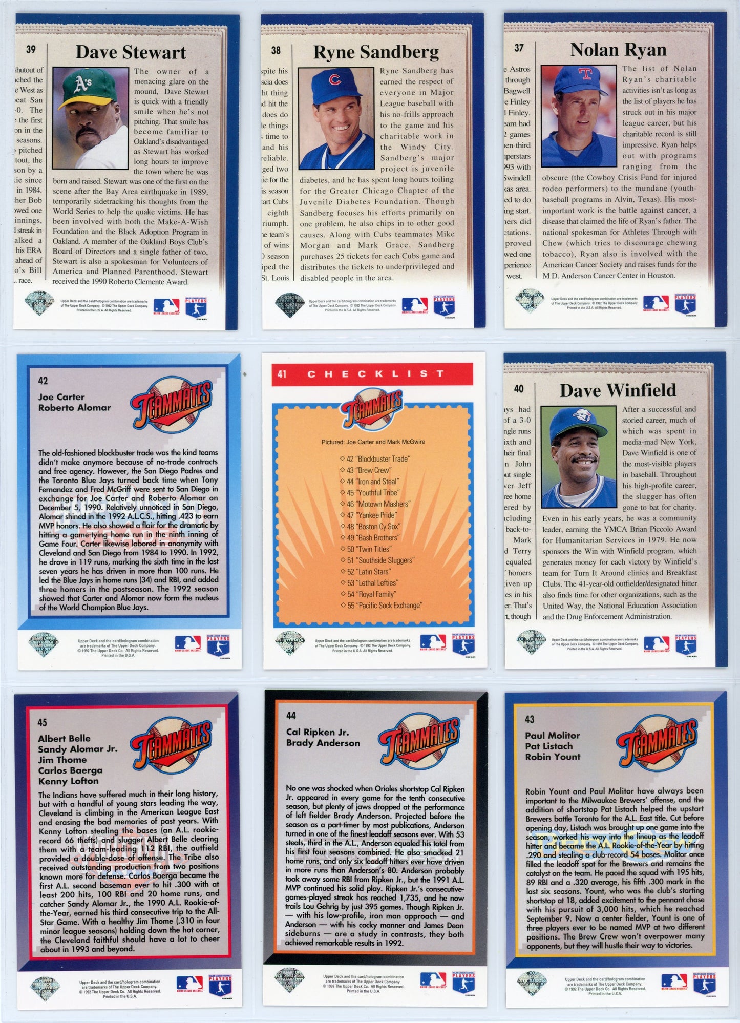 1993 Upper Deck MLB Baseball Complete Set (840 Cards)