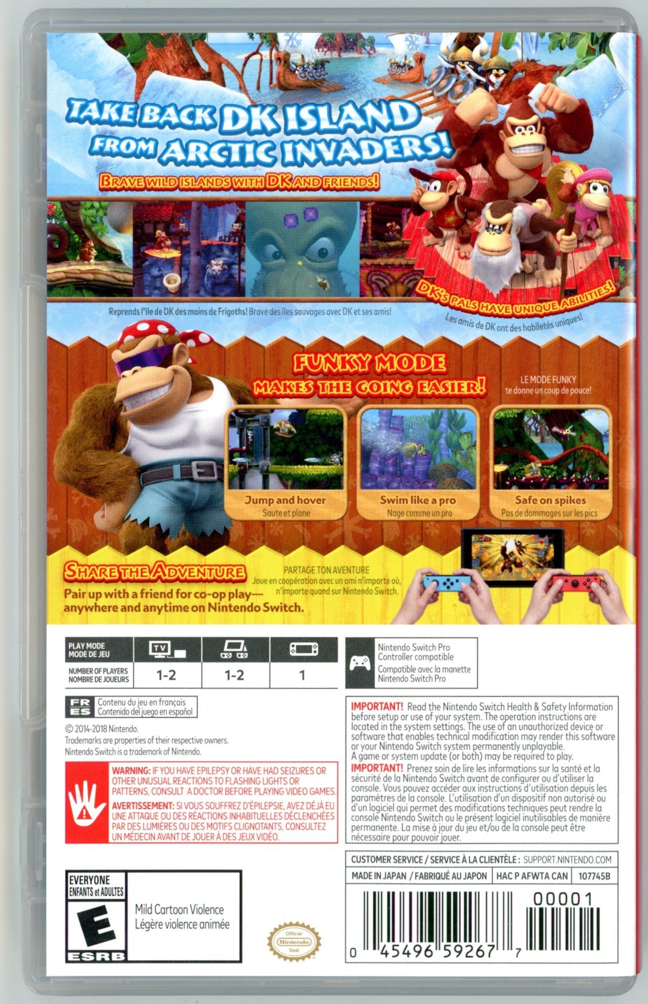 2018 Donkey Kong Country: Tropical Freeze Nintendo Switch Video Game Cartridge In Box