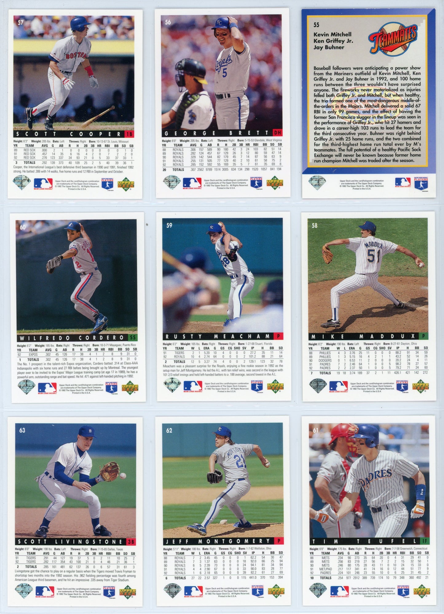 1993 Upper Deck MLB Baseball Complete Set (840 Cards)