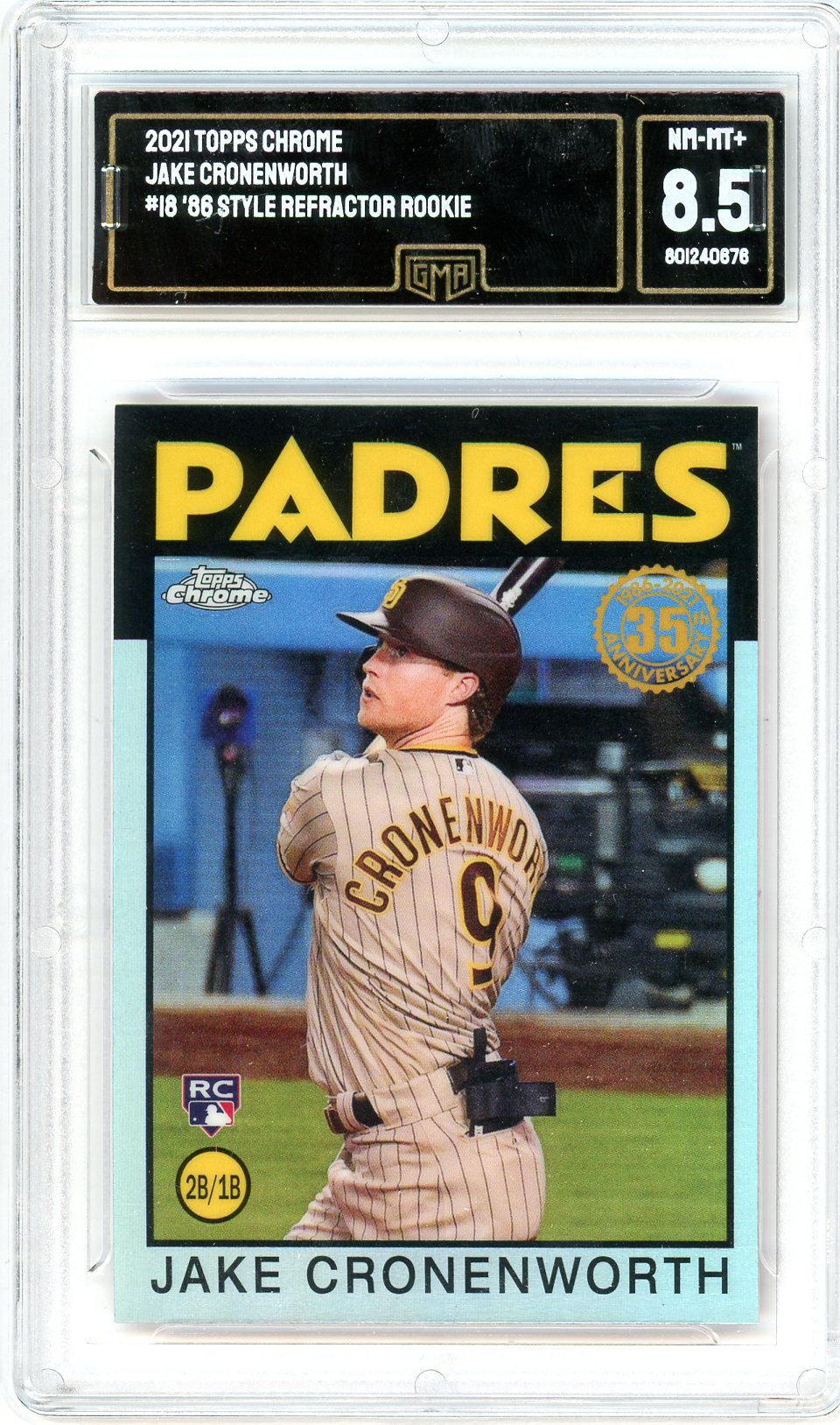 2021 Topps Chrome Jake Cronenworth Graded Rookie Card #18 GMA 8.5