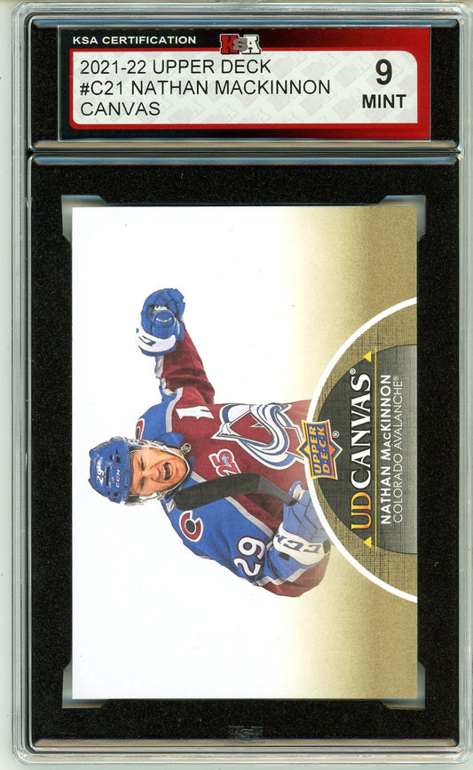 2021/22 Upper Deck Canvas Nathan MacKinnon Graded Card #C21 KSA 9
