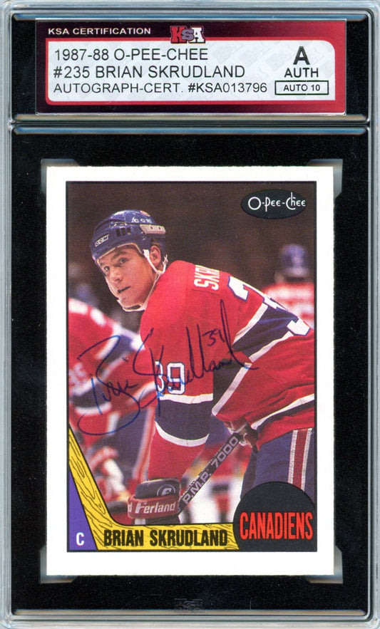 1987/88 OPC O-Pee-Chee Brian Skrudland #235 Graded Autograph Card KSA Authentic AUTO 10