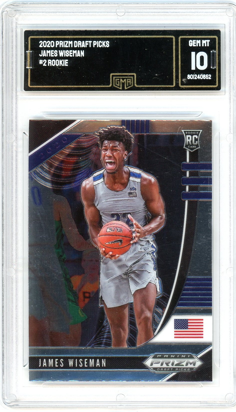 2020 Panini Prizm Draft Picks James Wiseman Graded Rookie Card #2 GMA 10