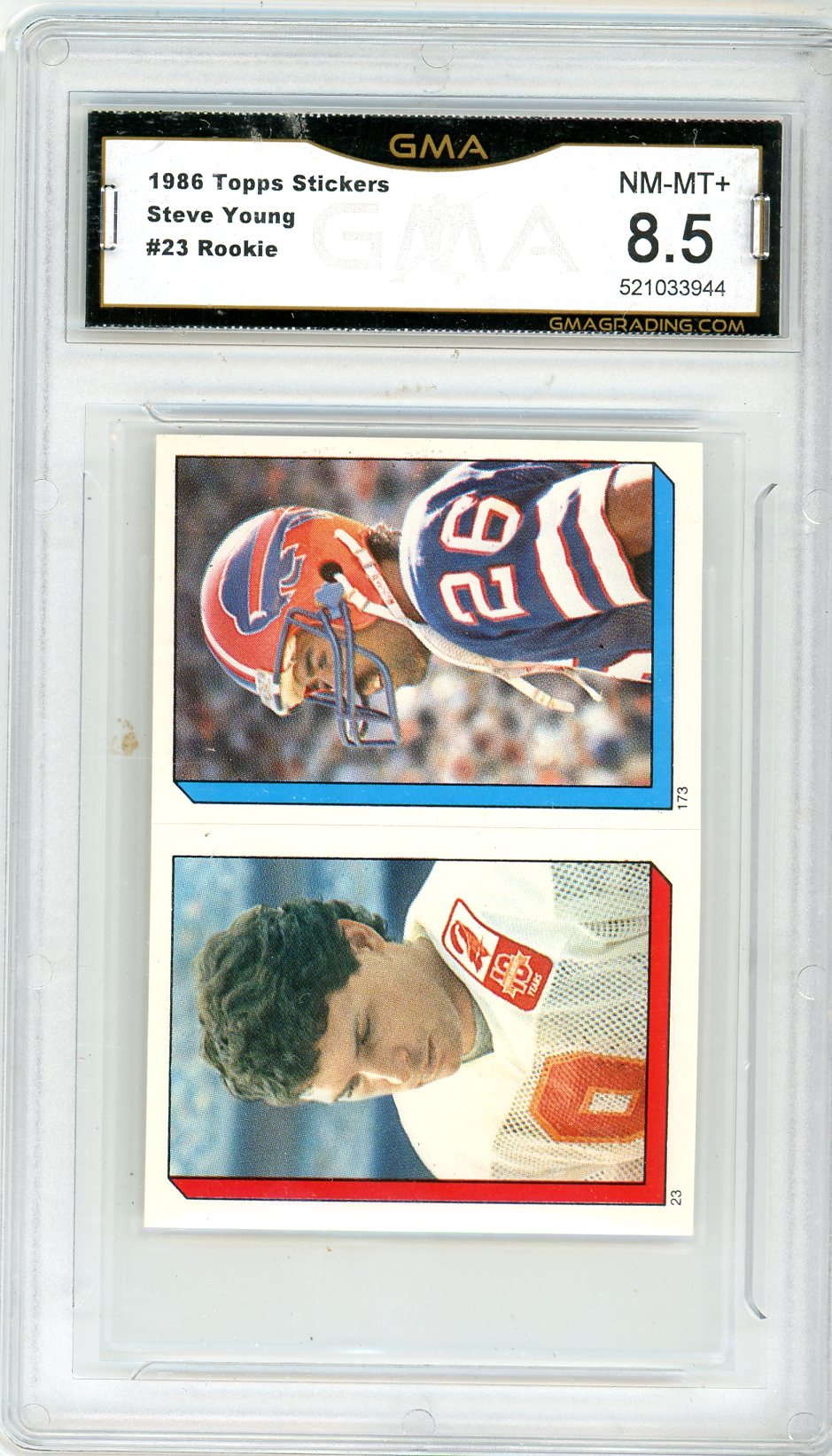 1986 Topps Stickers Steve Young Graded Rookie Card #23 GMA 8.5