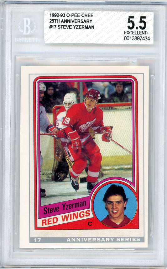 1992/93 O-Pee-Chee Steve Yzerman 25th Anniversary Graded Card #17 BGS 5.5