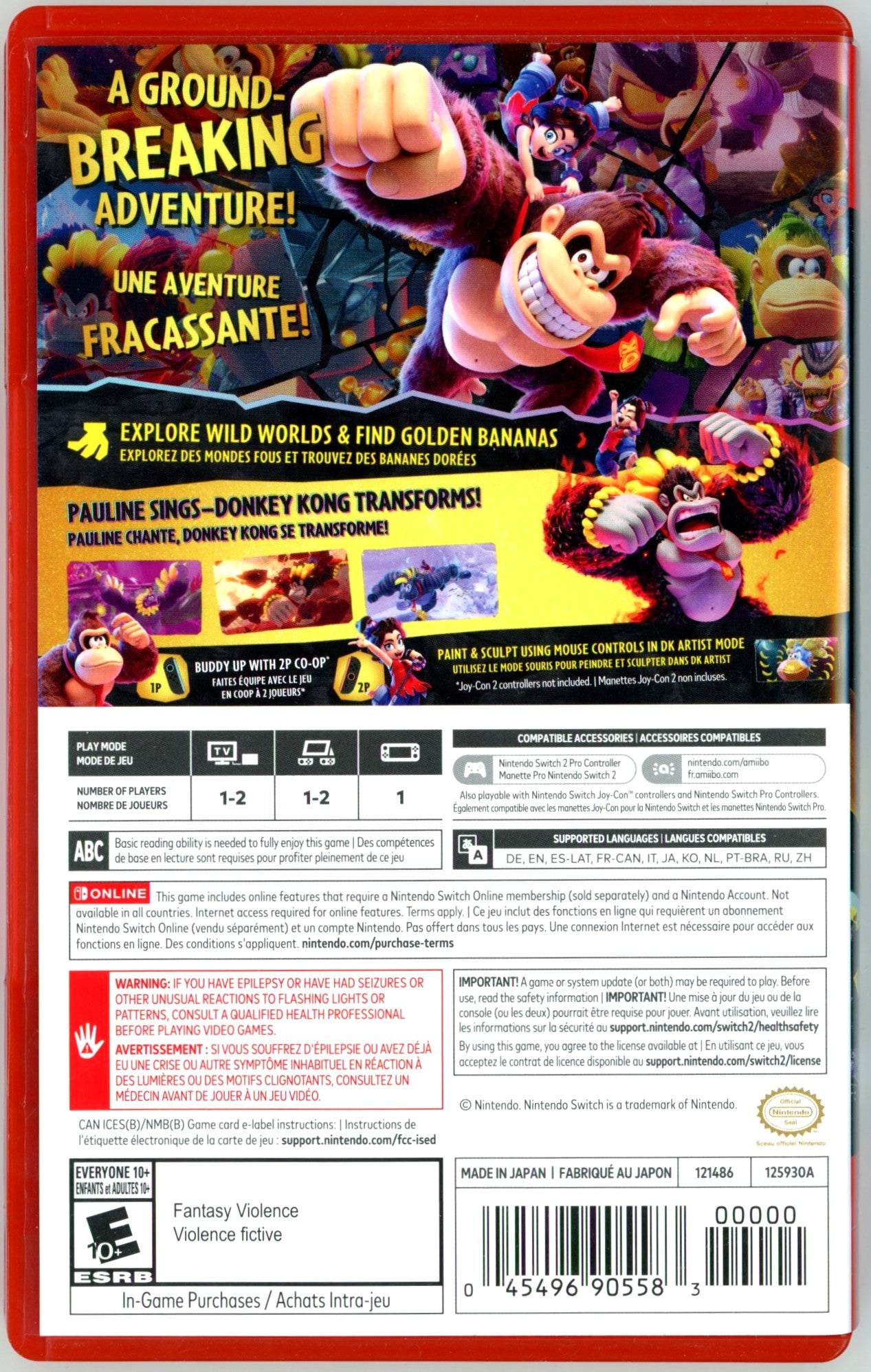 2025 Donkey Kong Bananza Nintendo Switch 2 Video Game Cartridge In Box
