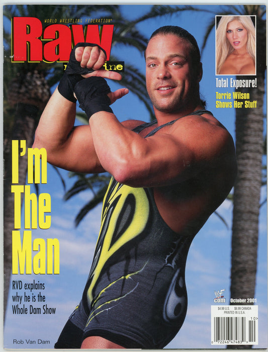 WWF WWE Raw Vintage Wrestling Magazine (October 2001) Rob Van Dam Cover