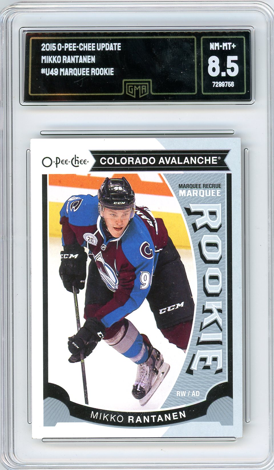 2015 O-Pee-Chee Update Mikko Rantanen Graded Rookie Card #U49 GMA 8.5