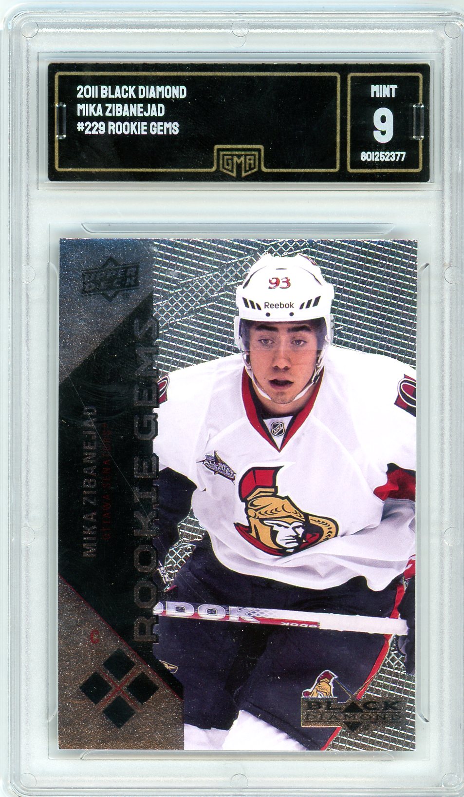 2011 Black Diamond Mika Zibanejad Graded Rookie Card #229 GMA 9