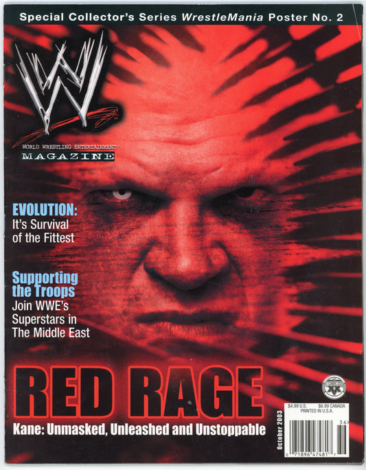 WWE Magazine Vintage Wrestling Magazine (October 2003) Kane Cover
