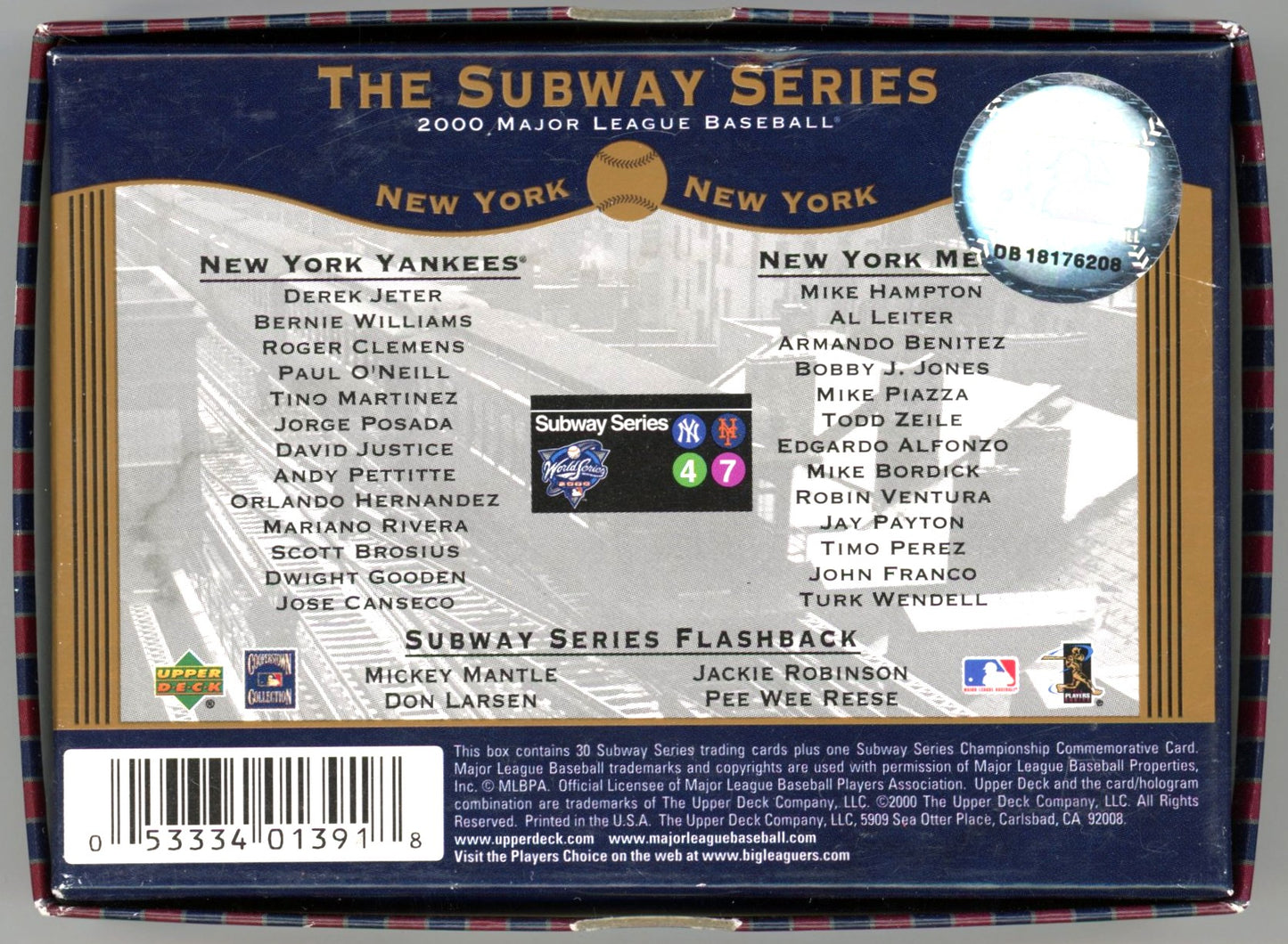 2000 Upper Deck MLB Baseball The Subway Series New York Yankees vs Mets Complete Set (30 Cards) Opened