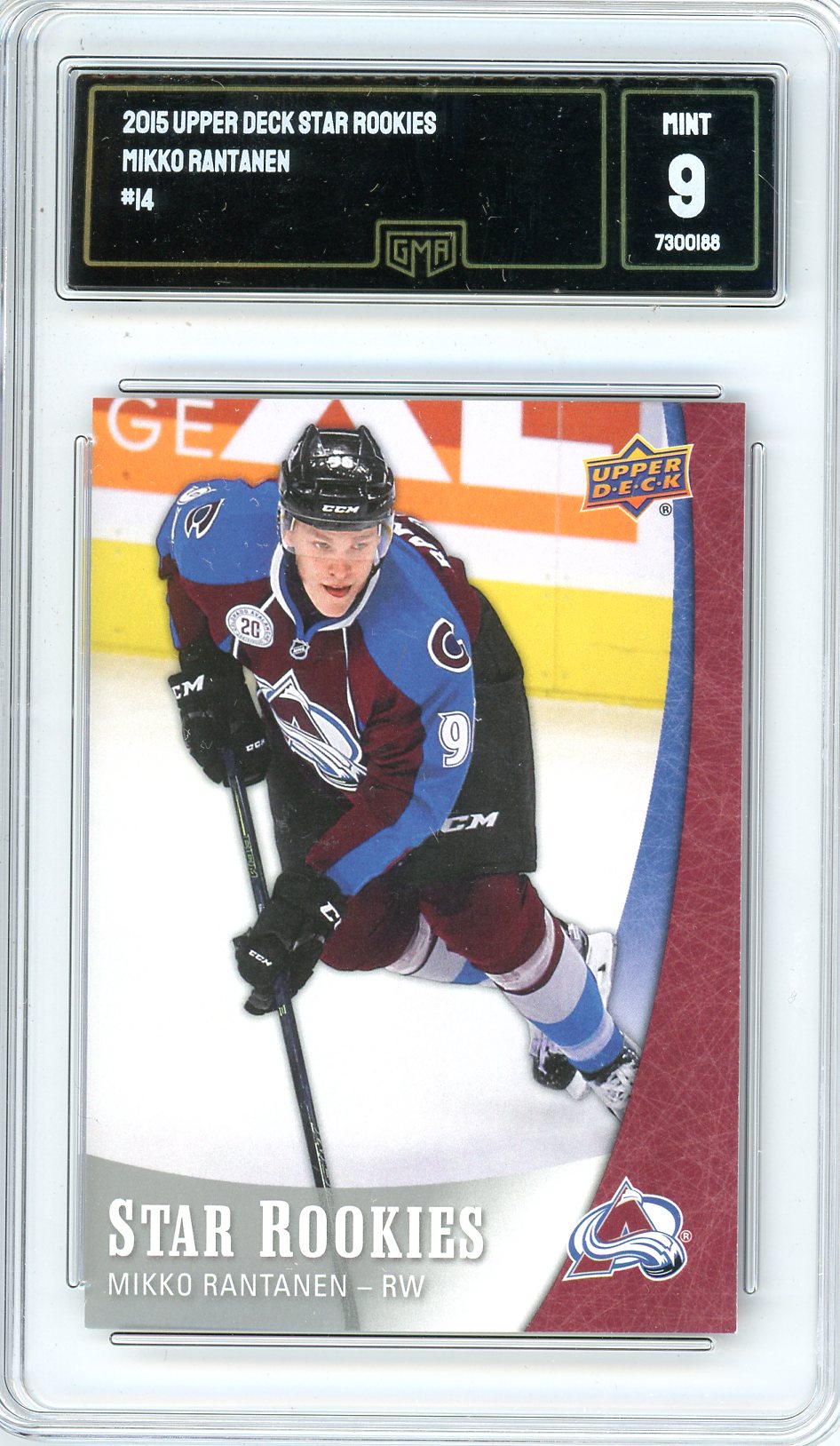 2015 Upper Deck Mikko Rantanen Graded Rookie Card #14 GMA 9