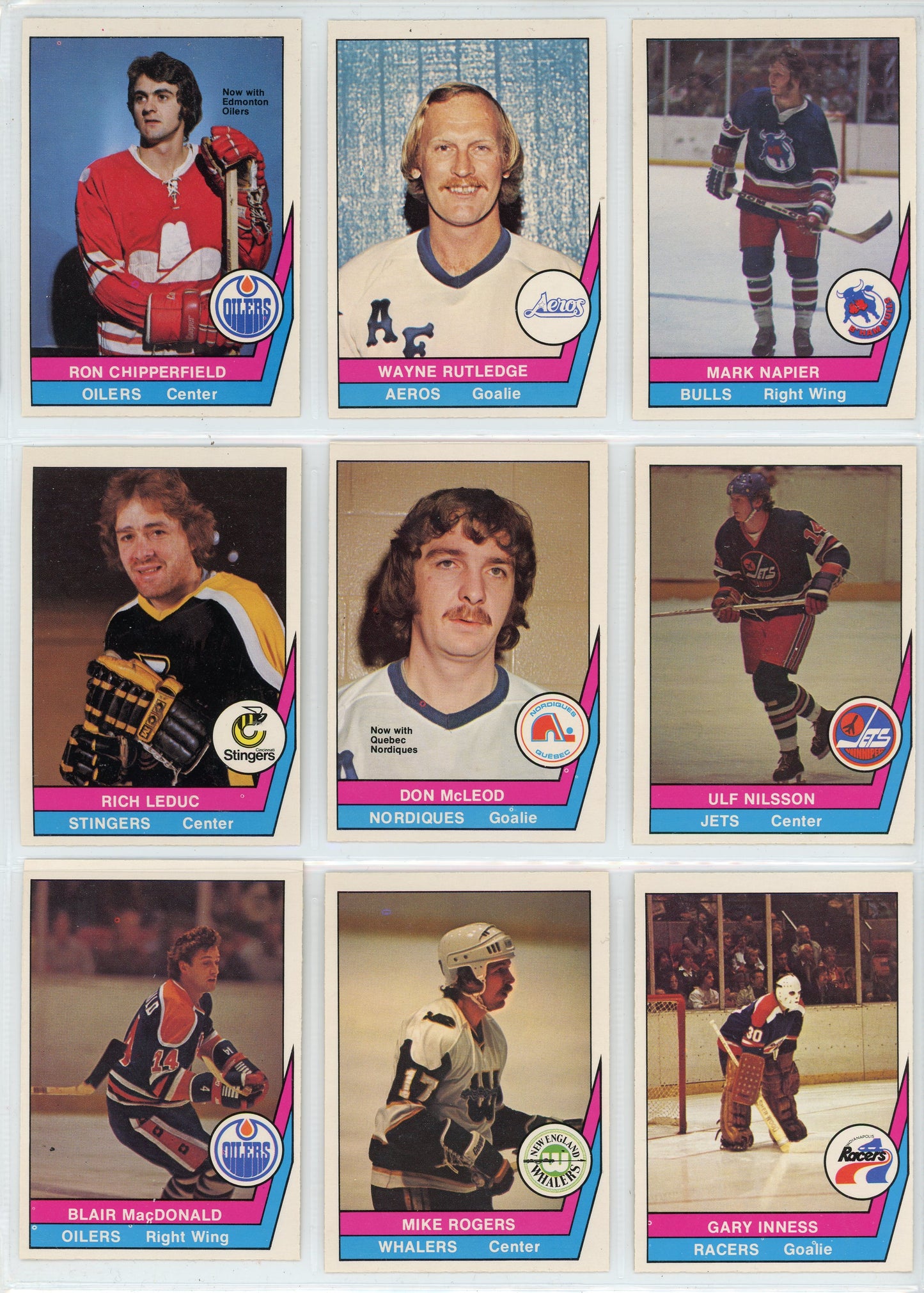 1977/78 OPC O-Pee-Chee WHA Hockey Card Complete Set (66 Cards)