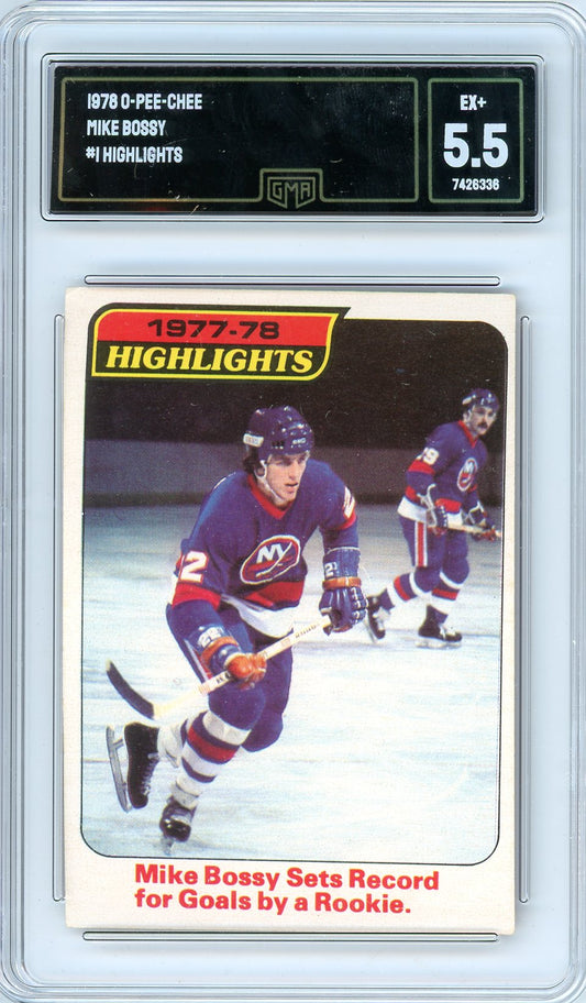 1978 O-Pee-Chee Mike Bossy Graded Rookie Card #1 GMA 5.5