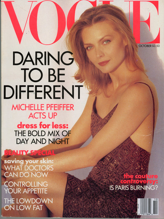 Vogue Vintage Fashion Magazine (October, 1991) VG Condition Michelle Pfeiffer Cover