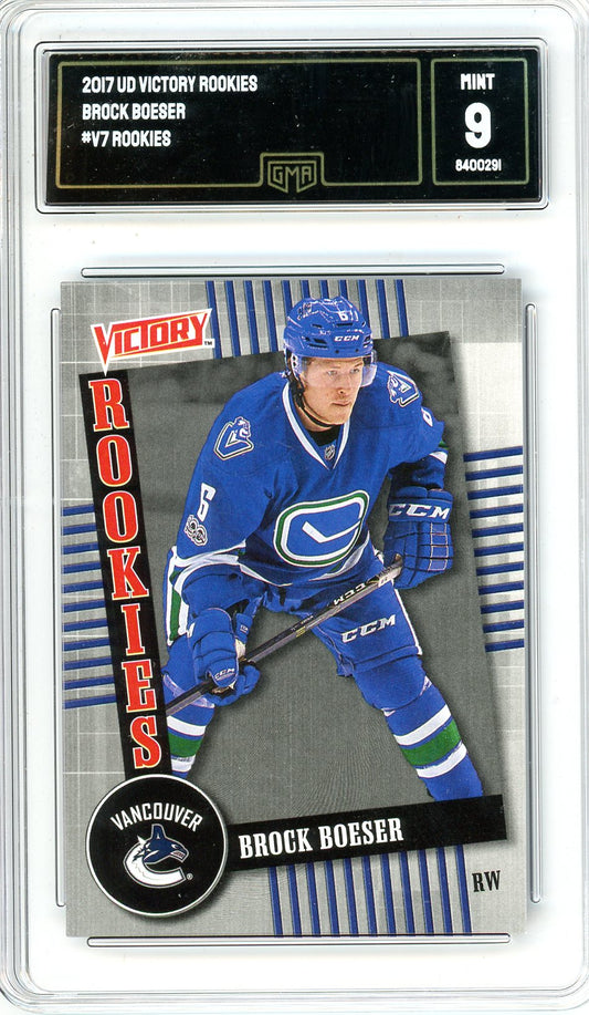 2017 Upper Deck Victory Rookies Brock Boeser Graded Card #V7 GMA 9