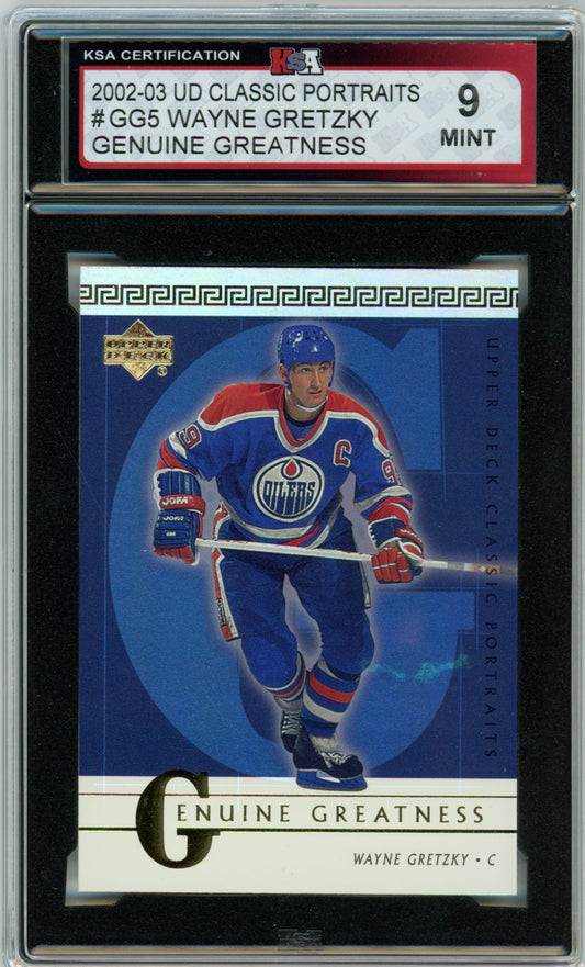 2002/03 UD Classic Portraits Wayne Gretzky Genuine Greatness Graded Card #GG5 KSA 9