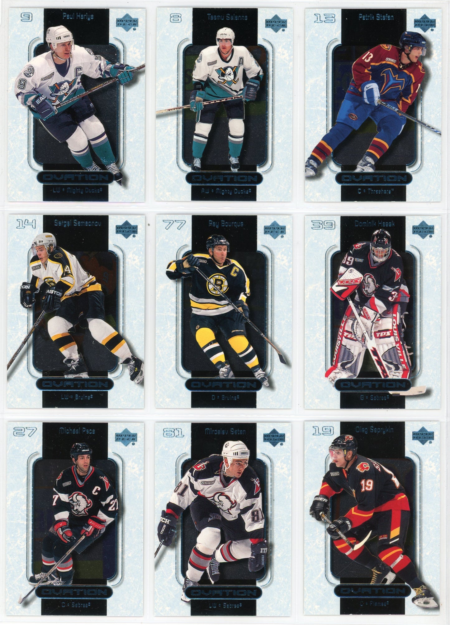 1999/2000 Upper Deck Ovation Standing Ovation NHL Hockey Card Short Set (60 Cards)