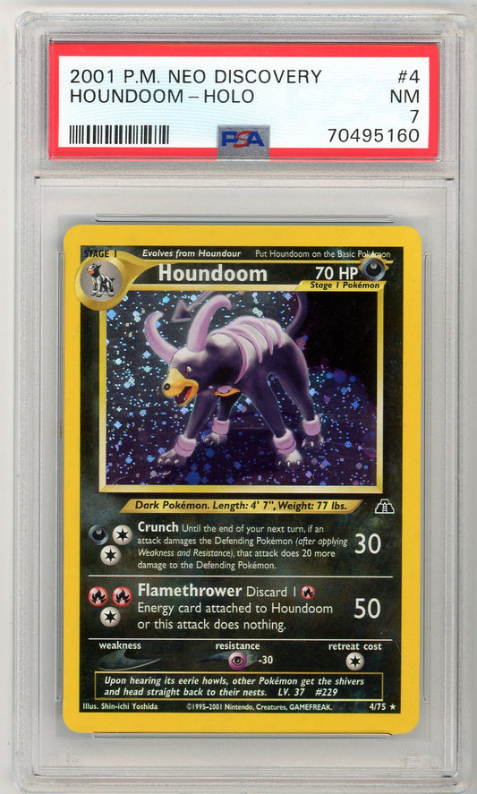 2001 Pokemon Neo Discovery Houndoom Holographic Graded TCG Card PSA 7