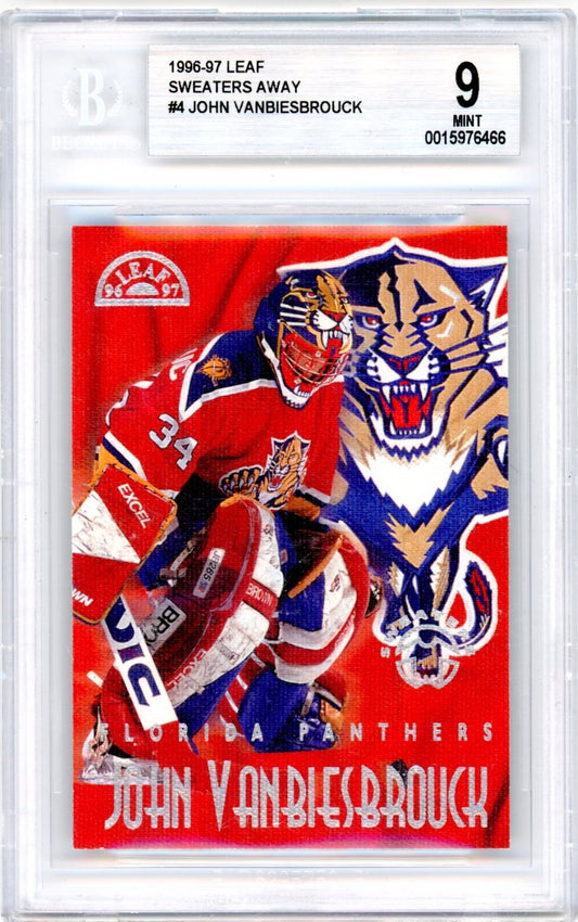 1996/97 Leaf Sweaters (Away) Complete (15 Card) Hockey Set + Graded Vanbiesbrouck BGS 9 – Limited /5000 Rare!