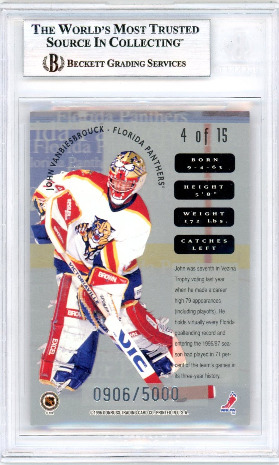 1996/97 Leaf Sweaters (Away) Complete (15 Card) Hockey Set + Graded Vanbiesbrouck BGS 9 – Limited /5000 Rare!