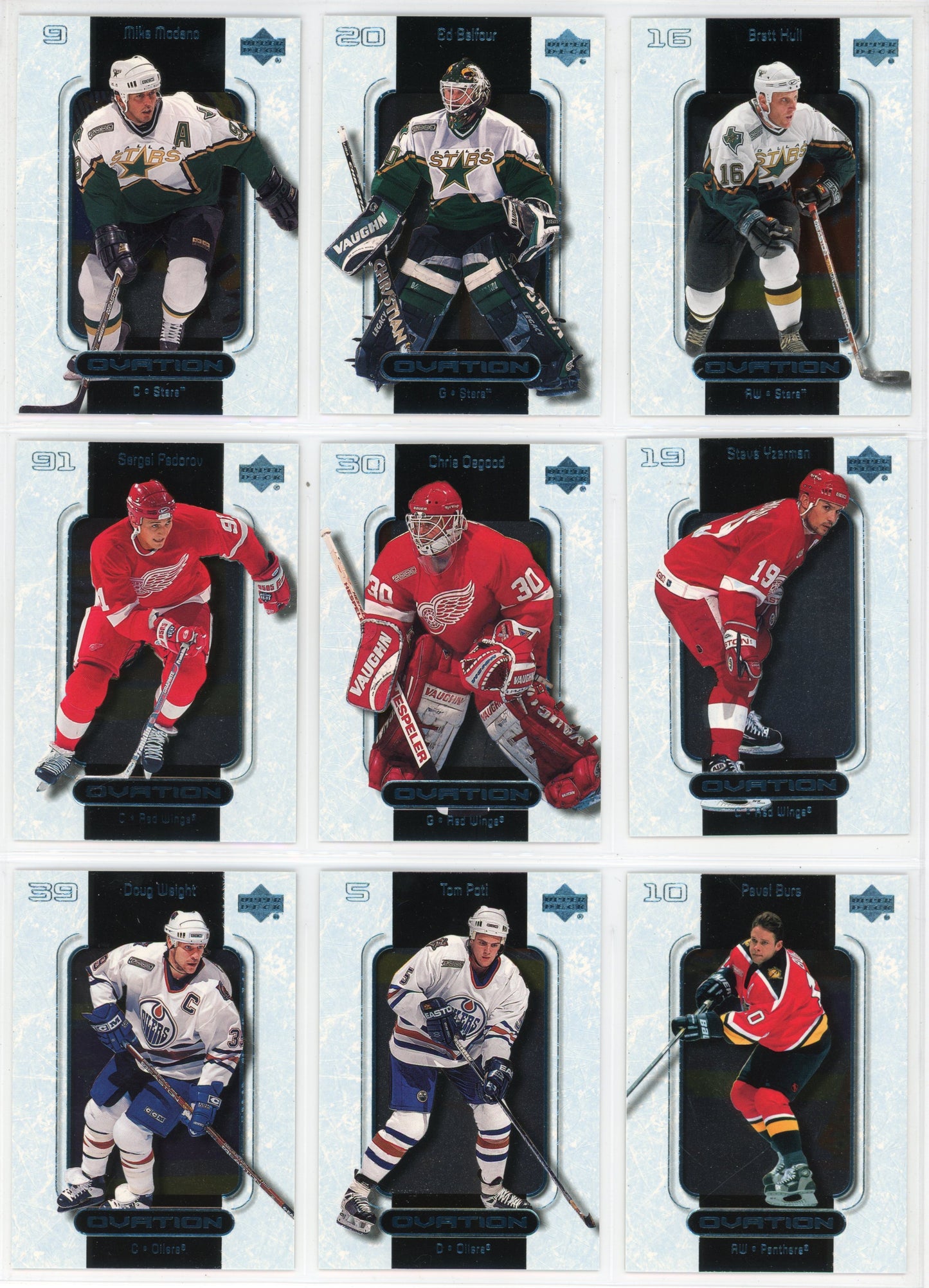 1999/2000 Upper Deck Ovation Standing Ovation NHL Hockey Card Short Set (60 Cards)