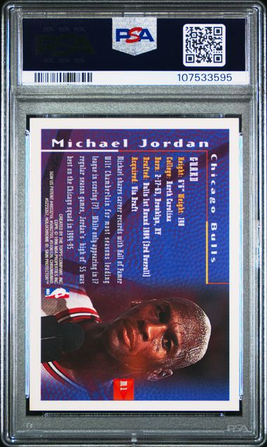 1995 Topps Finest Michael Jordan Mystery Graded Insert Card #M1 PSA 8