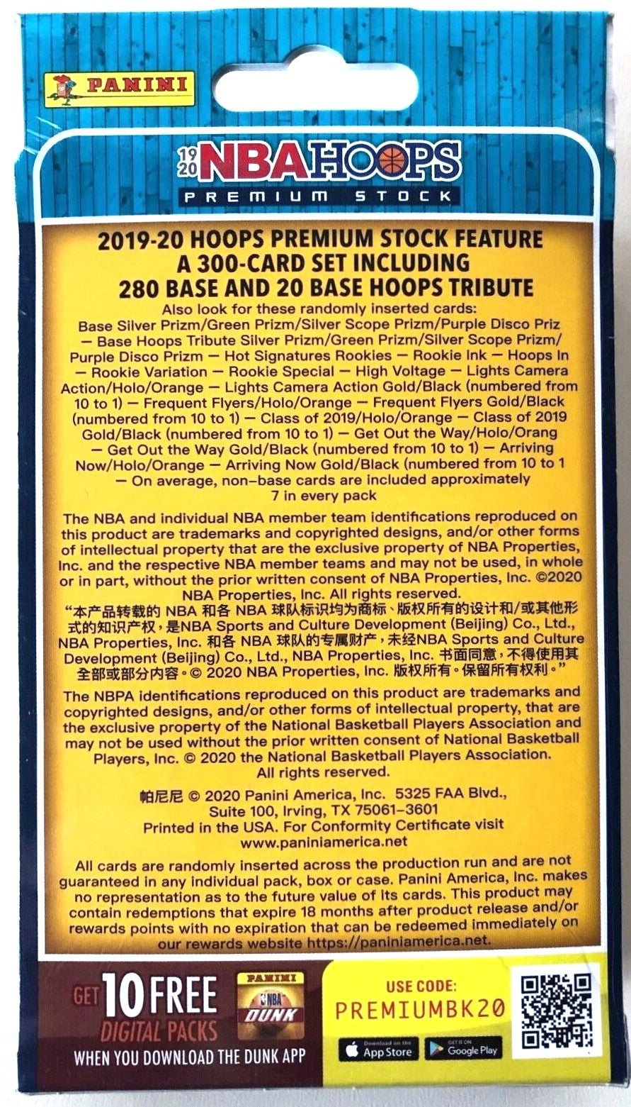 2019/20 Panini NBA Hoops Premium Stock Basketball Hanger Box (20 Cards) Zion,Ja Morant Rookie Year