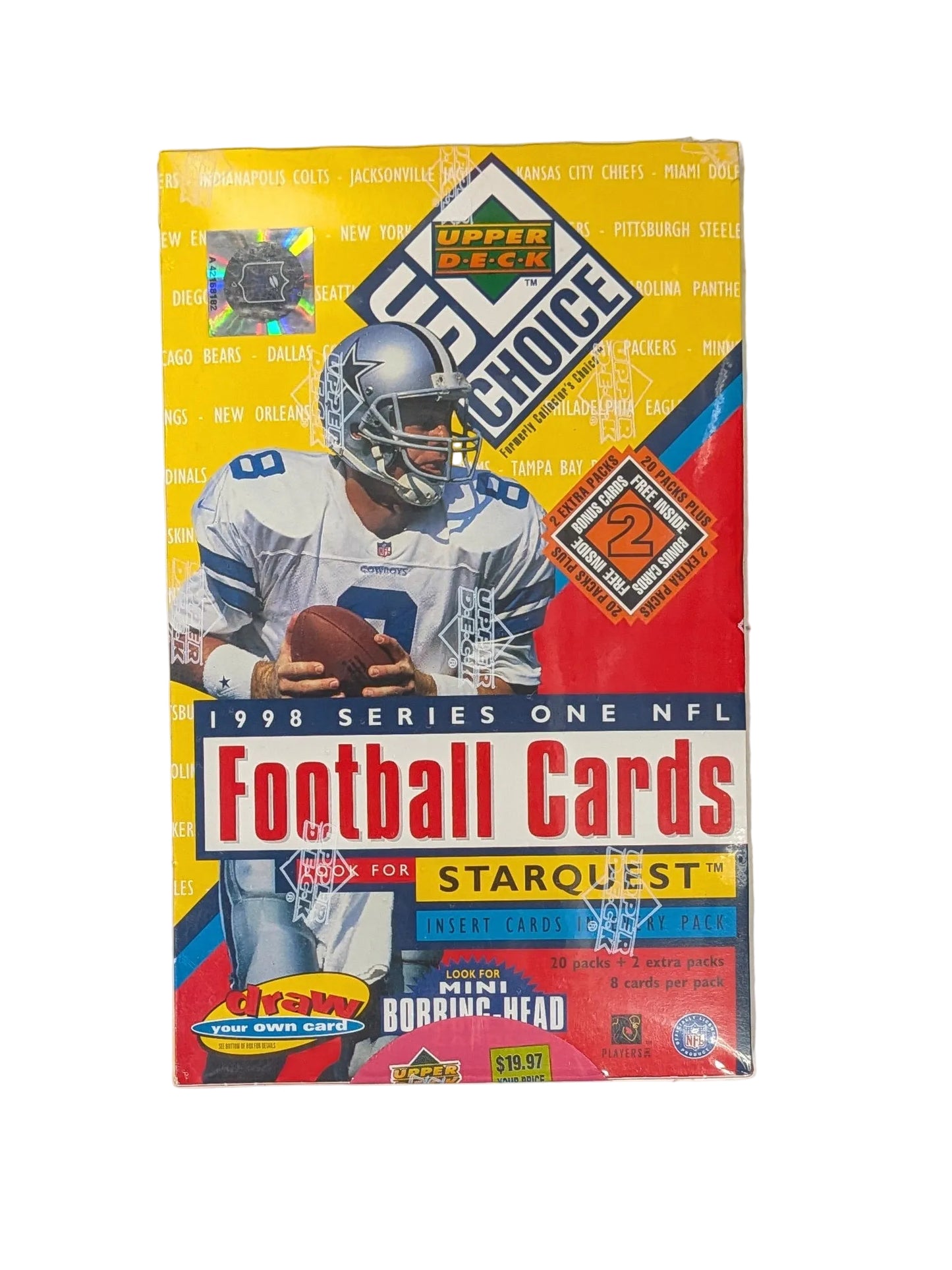1998 Upper Deck UD Choice Series 1 Football Retail Box - Factory Sealed (22 Packs)