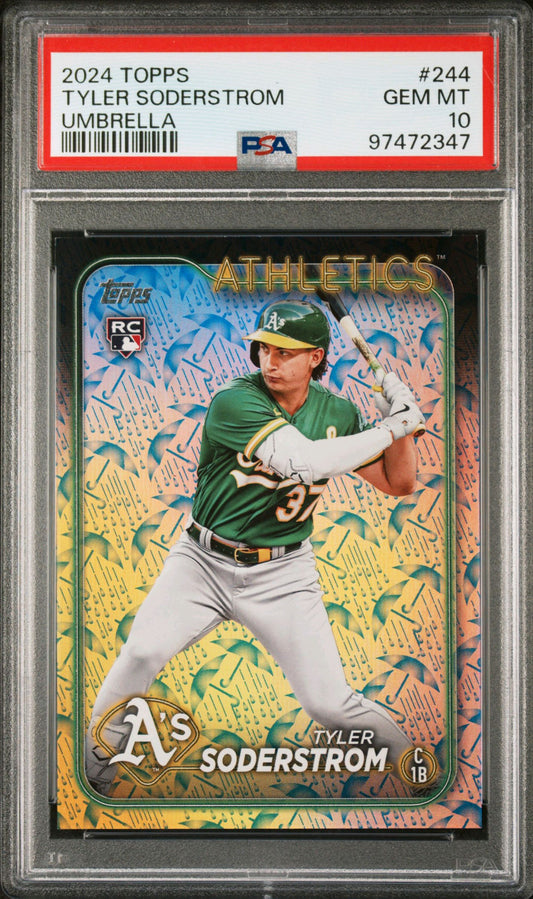 2024 Topps Tyler Soderstrom Umbrella RC Rookie Card #244 /10 PSA 10 POP 1