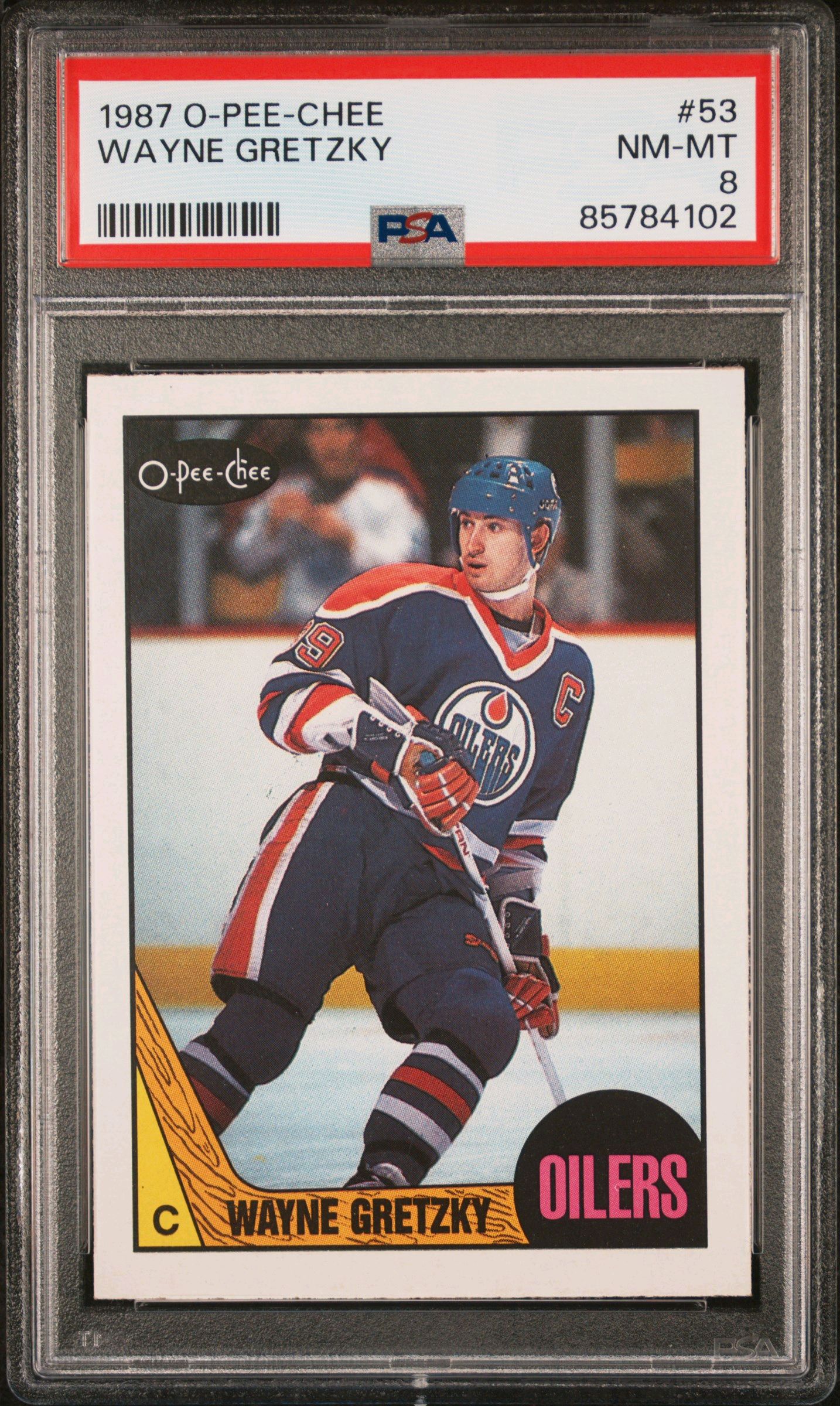 1987/88 OPC O-Pee-Chee Wayne Gretzky Edmonton Oilers Card #53 PSA 8 HOF