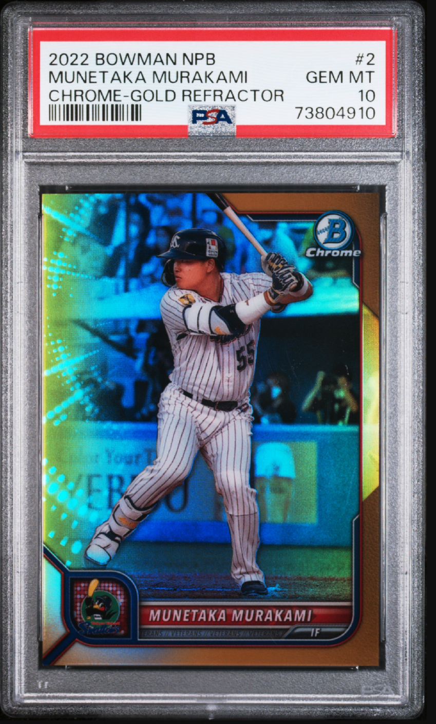 2022 Bowman NPB #2 Munetaka Murakami Chrome-Gold Refractor /50 PSA 10 POP 4