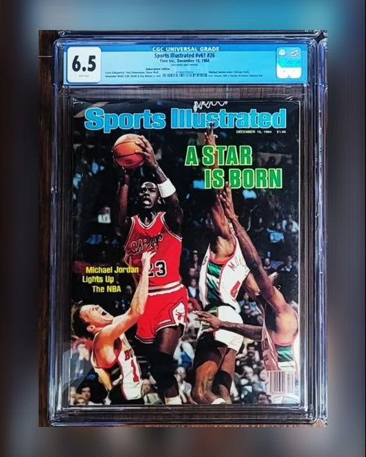 Original 1984 Sports Illustrated Magazine Michael Jordan 1st Bulls Cover CGC 6.5 (Subscription)
