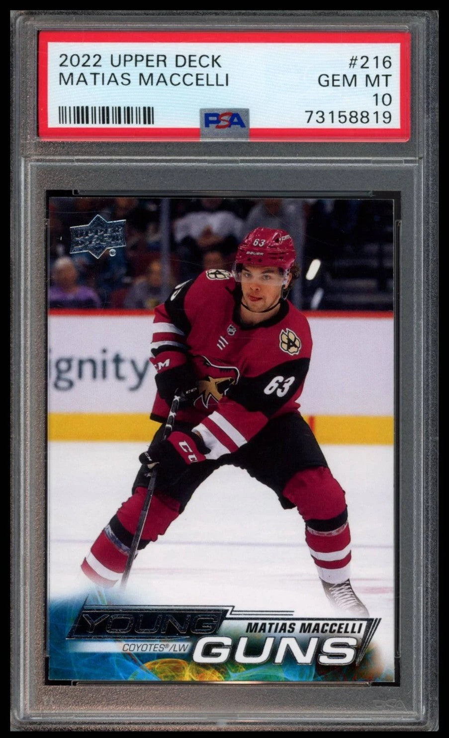 2022 Upper Deck Matias Maccelli Young Guns Graded Rookie Card #216 PSA 10