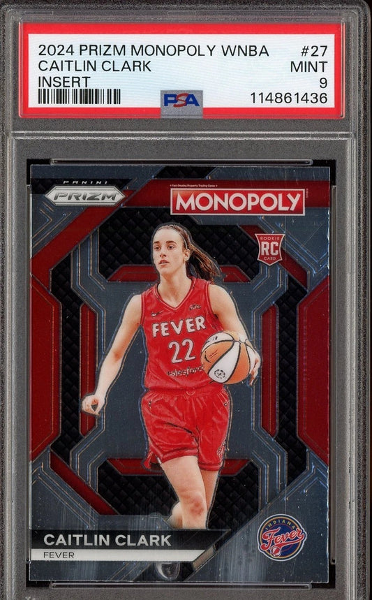2024 Panini Prizm Monopoly Caitlin Clark Graded Rookie Card #27 PSA 9