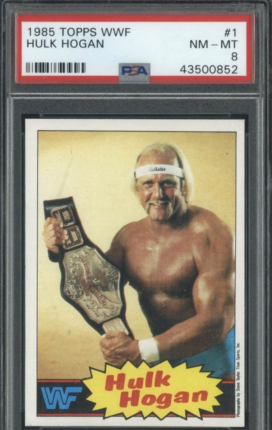 1985 Topps WWF Hulk Hogan Graded Rookie Card #1 PSA 8